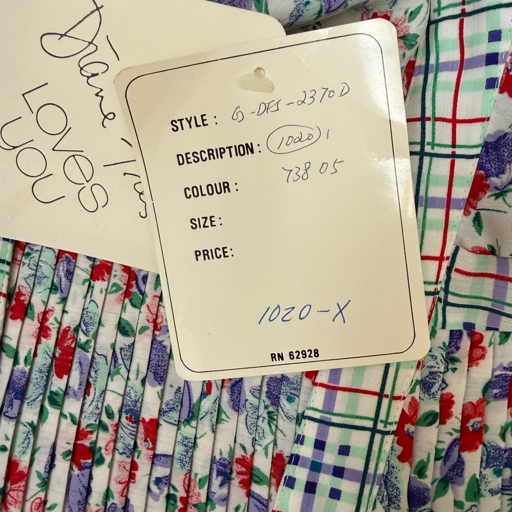 Diane Freis Original Vintage Floral Plaid Pleated Georgette Cardigan Top NWT - Picture 5 of 6